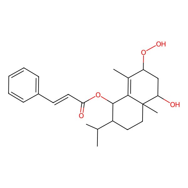 2D Structure of [(1R,2S,4aR,5R,7R)-7-hydroperoxy-5-hydroxy-4a,8-dimethyl-2-propan-2-yl-2,3,4,5,6,7-hexahydro-1H-naphthalen-1-yl] (E)-3-phenylprop-2-enoate