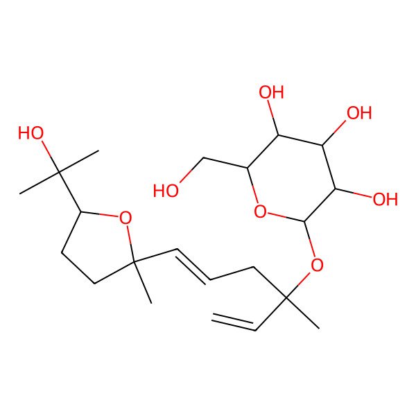 2D Structure of 2-(Hydroxymethyl)-6-[6-[5-(2-hydroxypropan-2-yl)-2-methyloxolan-2-yl]-3-methylhexa-1,5-dien-3-yl]oxyoxane-3,4,5-triol