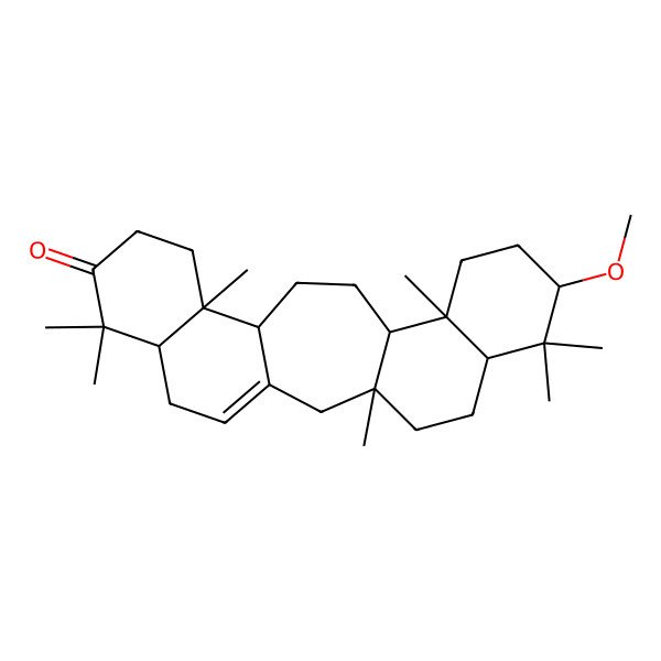 2D Structure of 11-Methoxy-4,4,7a,10,10,13a,15b-heptamethyl-1,2,4,4a,5,7,7a,8,9,9a,10,11,12,13,13a,13b,14,15,15a,15b-icosahydro-3h-cyclohepta[1,2-a:5,4-a']dinaphthalen-3-one