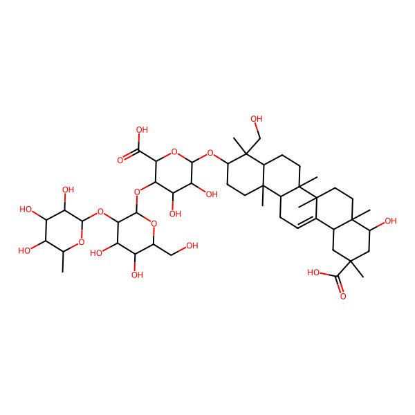 2D Structure of 6-[[11-Carboxy-9-hydroxy-4-(hydroxymethyl)-4,6a,6b,8a,11,14b-hexamethyl-1,2,3,4a,5,6,7,8,9,10,12,12a,14,14a-tetradecahydropicen-3-yl]oxy]-3-[4,5-dihydroxy-6-(hydroxymethyl)-3-(3,4,5-trihydroxy-6-methyloxan-2-yl)oxyoxan-2-yl]oxy-4,5-dihydroxyoxane-2-carboxylic acid