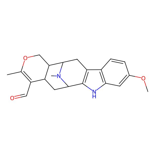 2D Structure of (1S,12S,13R,18R)-6-methoxy-16,20-dimethyl-15-oxa-3,20-diazapentacyclo[10.7.1.02,10.04,9.013,18]icosa-2(10),4(9),5,7,16-pentaene-17-carbaldehyde