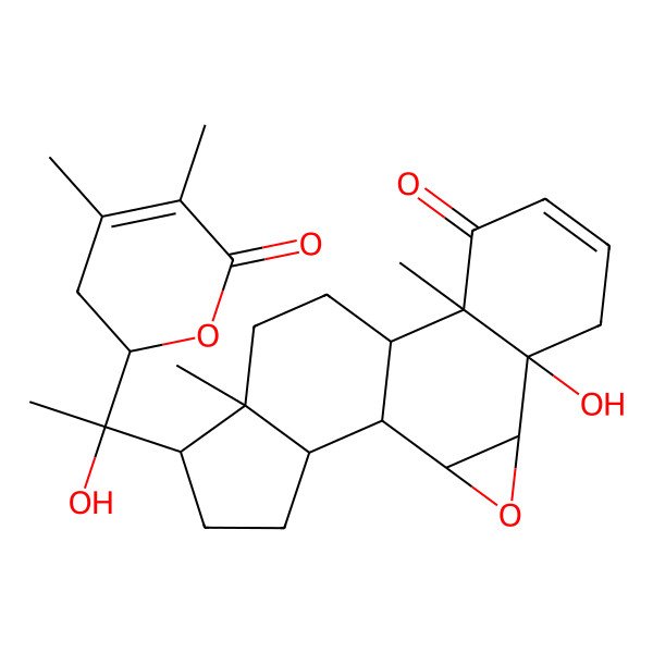 2D Structure of (1S,2S,4S,5R,10R,11S,14S,15S,18S)-15-[(1S)-1-[(2R)-4,5-dimethyl-6-oxo-2,3-dihydropyran-2-yl]-1-hydroxyethyl]-5-hydroxy-10,14-dimethyl-3-oxapentacyclo[9.7.0.02,4.05,10.014,18]octadec-7-en-9-one