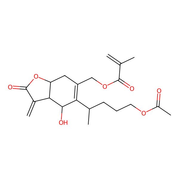 2D Structure of [5-(5-Acetyloxypentan-2-yl)-4-hydroxy-3-methylidene-2-oxo-3a,4,7,7a-tetrahydro-1-benzofuran-6-yl]methyl 2-methylprop-2-enoate