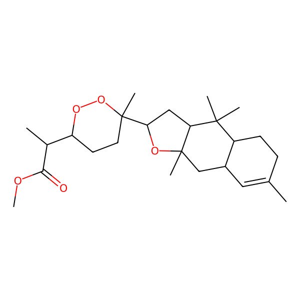 2D Structure of Methyl 2-[6-(4,4,7,9a-tetramethyl-2,3,3a,4a,5,6,8a,9-octahydrobenzo[f][1]benzofuran-2-yl)-6-methyldioxan-3-yl]propanoate
