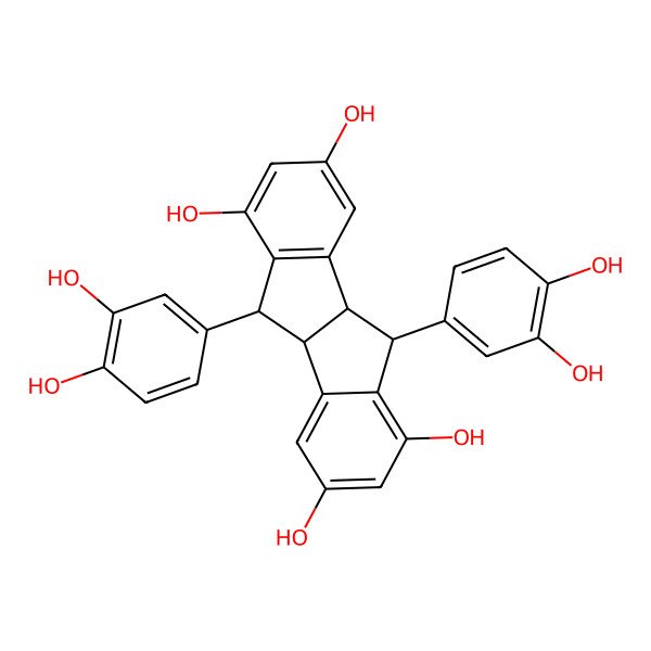 2D Structure of (4bS,5S,9bS,10S)-5,10-bis(3,4-dihydroxyphenyl)-4b,5,9b,10-tetrahydroindeno[2,1-a]indene-1,3,6,8-tetrol