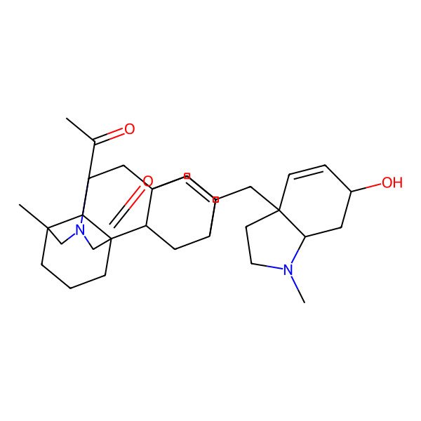 2D Structure of (1R,2S,4S,7R,10R,11R)-5-[[(3aR,6S,7aS)-6-hydroxy-1-methyl-3,6,7,7a-tetrahydro-2H-indol-3a-yl]methyl]-13-acetyl-11-methyl-13-azapentacyclo[9.3.3.24,7.01,10.02,7]nonadec-5-en-14-one