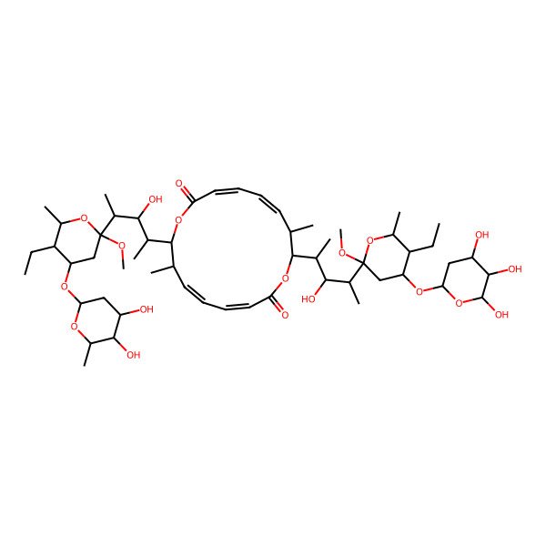 2D Structure of (3E,5E,7S,8S,11E,13E,15S,16S)-8-[(2S,3R,4S)-4-[(2R,4R,5R,6R)-4-[(2R,4S,5S,6S)-4,5-dihydroxy-6-methyloxan-2-yl]oxy-5-ethyl-2-methoxy-6-methyloxan-2-yl]-3-hydroxypentan-2-yl]-16-[(2S,3R,4S)-4-[(2R,4R,5R,6R)-5-ethyl-2-methoxy-6-methyl-4-[(2R,4S,5S,6R)-4,5,6-trihydroxyoxan-2-yl]oxyoxan-2-yl]-3-hydroxypentan-2-yl]-7,15-dimethyl-1,9-dioxacyclohexadeca-3,5,11,13-tetraene-2,10-dione