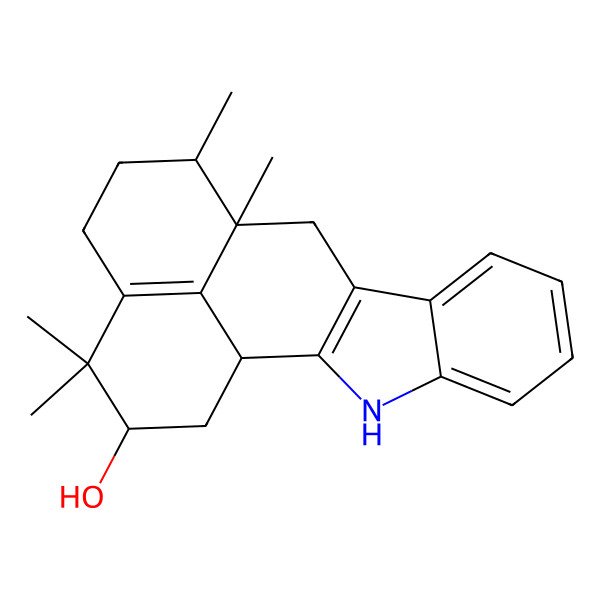 2D Structure of 12,13,17,17-Tetramethyl-3-azapentacyclo[10.7.1.02,10.04,9.016,20]icosa-2(10),4,6,8,16(20)-pentaen-18-ol