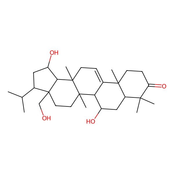 2D Structure of 1,6-dihydroxy-3a-(hydroxymethyl)-5a,8,8,11a,13a-pentamethyl-3-propan-2-yl-2,3,4,5,5b,6,7,7a,10,11,13,13b-dodecahydro-1H-cyclopenta[a]chrysen-9-one