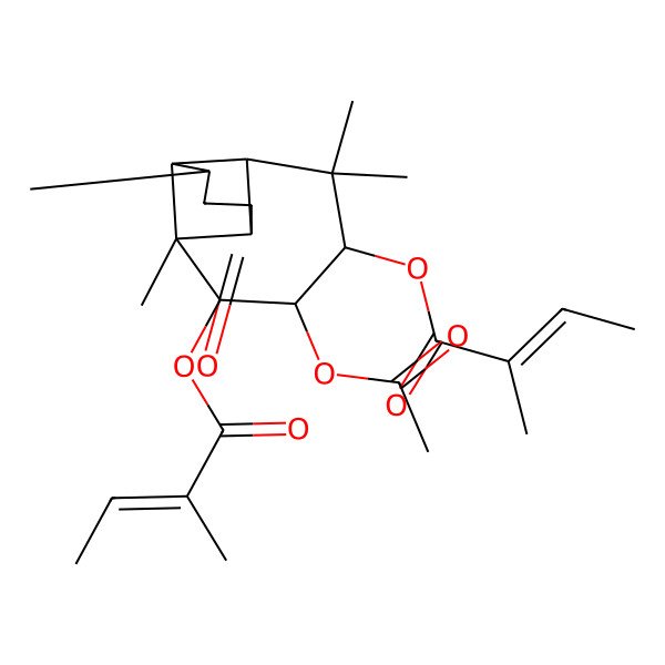 2D Structure of [5-Acetyloxy-3,3,7,9-tetramethyl-6-(2-methylbut-2-enoyloxy)-11-oxo-4-tricyclo[5.4.0.02,8]undecanyl] 2-methylbut-2-enoate