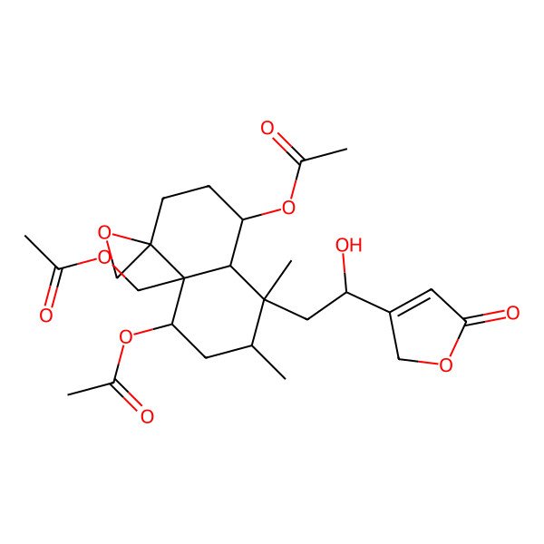 2D Structure of [1,5-diacetyloxy-8-[2-hydroxy-2-(5-oxo-2H-furan-3-yl)ethyl]-7,8-dimethylspiro[2,3,5,6,7,8a-hexahydro-1H-naphthalene-4,2'-oxirane]-4a-yl]methyl acetate