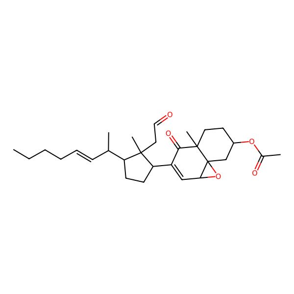 2D Structure of [(1aS,4aS,7S,8aR)-4a-methyl-3-[(1R,2S,3R)-2-methyl-3-[(E,2S)-oct-3-en-2-yl]-2-(2-oxoethyl)cyclopentyl]-4-oxo-5,6,7,8-tetrahydro-1aH-naphtho[1,8a-b]oxiren-7-yl] acetate