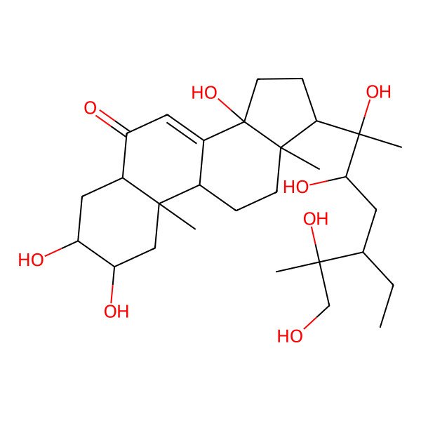 2D Structure of (2S,3R,5R,9R,10R,13R,14S,17S)-17-[(2R,3R,5R,6S)-5-ethyl-2,3,6,7-tetrahydroxy-6-methylheptan-2-yl]-2,3,14-trihydroxy-10,13-dimethyl-2,3,4,5,9,11,12,15,16,17-decahydro-1H-cyclopenta[a]phenanthren-6-one