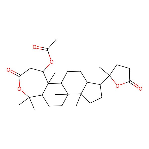 2D Structure of [(1S,2R,3R,8R,11R,12R,15S,16R)-2,7,7,11,12-pentamethyl-15-[(2R)-2-methyl-5-oxooxolan-2-yl]-5-oxo-6-oxatetracyclo[9.7.0.02,8.012,16]octadecan-3-yl] acetate