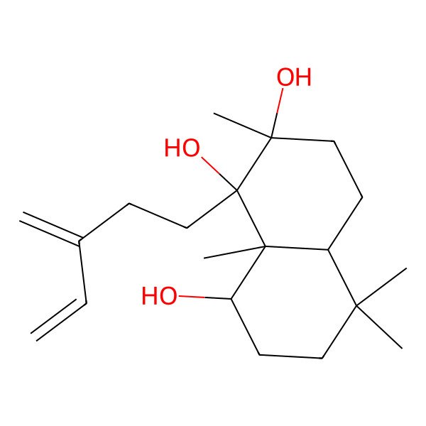 2D Structure of (1R,2R,4aR,8R,8aS)-2,5,5,8a-tetramethyl-1-(3-methylidenepent-4-enyl)-3,4,4a,6,7,8-hexahydronaphthalene-1,2,8-triol 2D Structure of (1R,2R,4aR,8R,8aS)-2,5,5,8a-tetramethyl-1-(3-methylidenepent-4-enyl)-3,4,4a,6,7,8-hexahydronaphthalene-1,2,8-triol