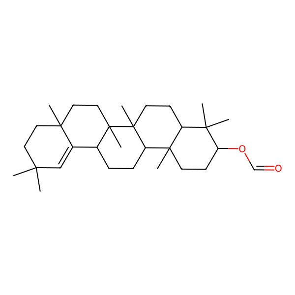 2D Structure of [(3S,4aR,6aS,6aR,6bR,8aR,14aR,14bR)-4,4,6a,6b,8a,11,11,14b-octamethyl-1,2,3,4a,5,6,6a,7,8,9,10,13,14,14a-tetradecahydropicen-3-yl] formate