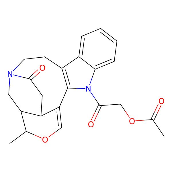 2D Structure of [2-(16-Methyl-20-oxo-15-oxa-1,11-diazapentacyclo[15.3.1.04,12.05,10.013,18]henicosa-4(12),5,7,9,13-pentaen-11-yl)-2-oxoethyl] acetate