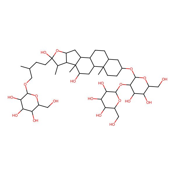 2D Structure of 2-[4-[16-[4,5-Dihydroxy-6-(hydroxymethyl)-3-[3,4,5-trihydroxy-6-(hydroxymethyl)oxan-2-yl]oxyoxan-2-yl]oxy-6,10-dihydroxy-7,9,13-trimethyl-5-oxapentacyclo[10.8.0.02,9.04,8.013,18]icosan-6-yl]-2-methylbutoxy]-6-(hydroxymethyl)oxane-3,4,5-triol