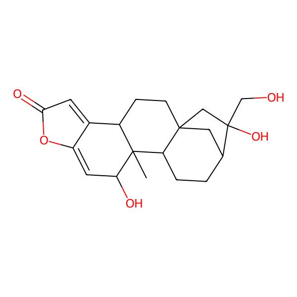 2D Structure of (1S,4S,11R,12S,13R,16R,17R)-11,17-dihydroxy-17-(hydroxymethyl)-12-methyl-8-oxapentacyclo[14.2.1.01,13.04,12.05,9]nonadeca-5,9-dien-7-one