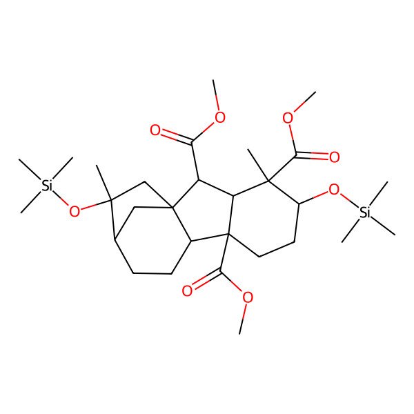 2D Structure of trimethyl (1R,2S,3S,4S,5S,8R,9R,12R,13R)-4,13-dimethyl-5,13-bis(trimethylsilyloxy)tetracyclo[10.2.1.01,9.03,8]pentadecane-2,4,8-tricarboxylate