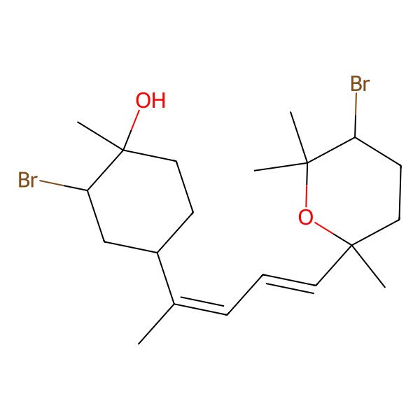2D Structure of (1R,2S,4S)-2-bromo-4-[(2E,4E)-5-[(2R,5S)-5-bromo-2,6,6-trimethyloxan-2-yl]penta-2,4-dien-2-yl]-1-methylcyclohexan-1-ol