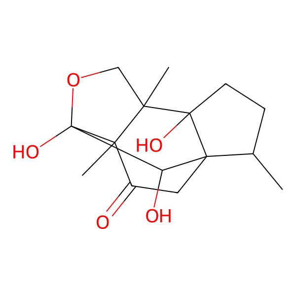2D Structure of (1S,2R,5S,6S,9S,10S,13S)-5,9,13-trihydroxy-2,6,10-trimethyl-8-oxatetracyclo[7.3.1.01,5.06,10]tridecan-11-one