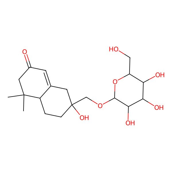 2D Structure of 7-hydroxy-4,4-dimethyl-7-[[3,4,5-trihydroxy-6-(hydroxymethyl)oxan-2-yl]oxymethyl]-4a,5,6,8-tetrahydro-3H-naphthalen-2-one