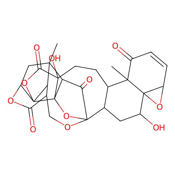 2D Structure of (1R,2R,4S,5R,7R,11R,12S,15S,18S,19R,20S,21S,23R,26S)-4,15-dihydroxy-11,18,21-trimethyl-6,17,24,28,29-pentaoxanonacyclo[17.9.1.11,20.02,12.05,7.05,11.015,19.018,23.021,26]triacont-8-ene-10,16,25,30-tetrone