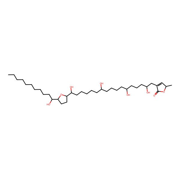 2D Structure of (2R)-2-methyl-4-[(2S,6S,11S,17R)-2,6,11,17-tetrahydroxy-17-[(2S,5R)-5-[(1S)-1-hydroxyundecyl]oxolan-2-yl]heptadecyl]-2H-furan-5-one