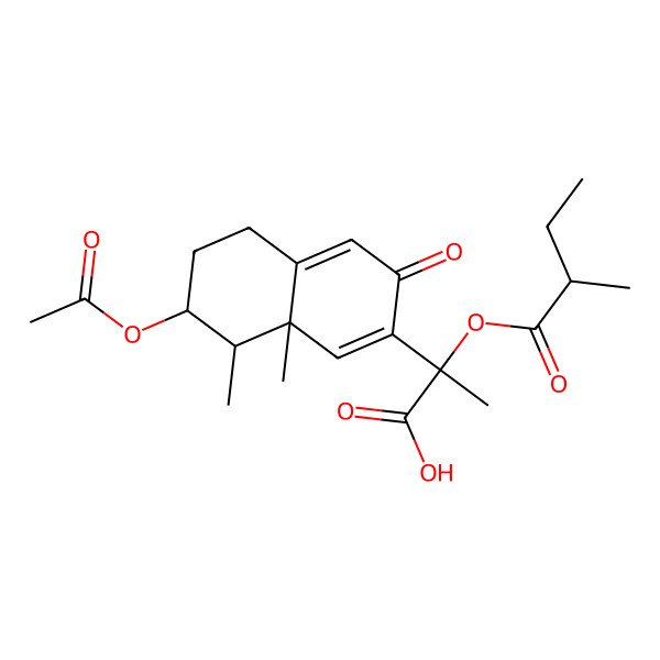 2D Structure of 2-(7-Acetyloxy-8,8a-dimethyl-3-oxo-5,6,7,8-tetrahydronaphthalen-2-yl)-2-(2-methylbutanoyloxy)propanoic acid