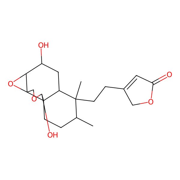 2D Structure of 3-[2-[(1S,2S,5S,7S,8S,10S,11R,12S)-2,8-dihydroxy-11,12-dimethyl-3,6-dioxatetracyclo[8.4.0.01,5.05,7]tetradecan-11-yl]ethyl]-2H-furan-5-one
