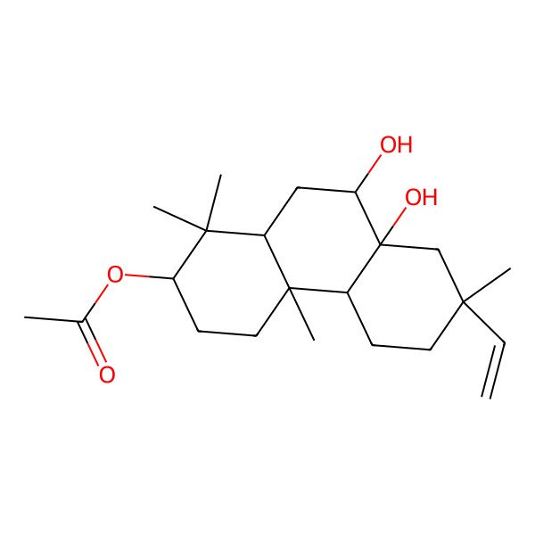 2D Structure of (7-Ethenyl-8a,9-dihydroxy-1,1,4a,7-tetramethyl-2,3,4,4b,5,6,8,9,10,10a-decahydrophenanthren-2-yl) acetate