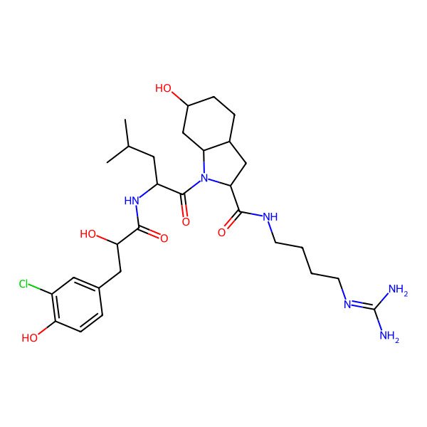 2D Structure of 1-[2-[[3-(3-chloro-4-hydroxyphenyl)-2-hydroxypropanoyl]amino]-4-methylpentanoyl]-N-[4-(diaminomethylideneamino)butyl]-6-hydroxy-2,3,3a,4,5,6,7,7a-octahydroindole-2-carboxamide