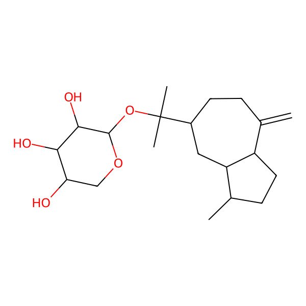 2D Structure of 2-[2-(3-methyl-8-methylidene-2,3,3a,4,5,6,7,8a-octahydro-1H-azulen-5-yl)propan-2-yloxy]oxane-3,4,5-triol