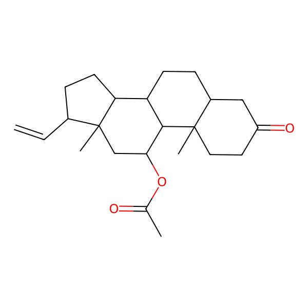 2D Structure of [(5S,8S,9S,10S,11R,13R,14S,17R)-17-ethenyl-10,13-dimethyl-3-oxo-1,2,4,5,6,7,8,9,11,12,14,15,16,17-tetradecahydrocyclopenta[a]phenanthren-11-yl] acetate