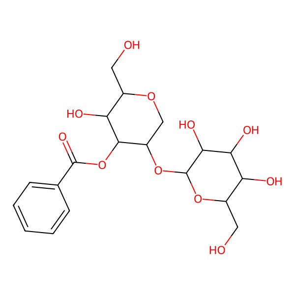 2D Structure of [(2R,3R,4S,5S)-3-hydroxy-2-(hydroxymethyl)-5-[(2R,3R,4S,5S,6R)-3,4,5-trihydroxy-6-(hydroxymethyl)oxan-2-yl]oxyoxan-4-yl] benzoate
