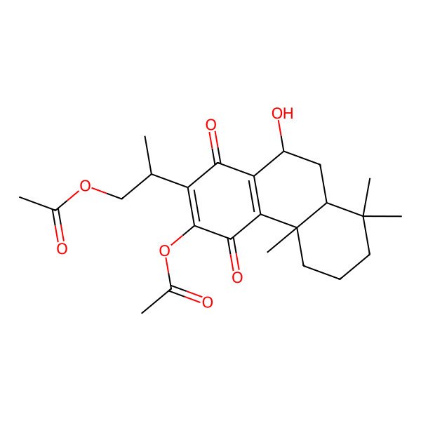 2D Structure of 2-(3-Acetyloxy-10-hydroxy-4b,8,8-trimethyl-1,4-dioxo-5,6,7,8a,9,10-hexahydrophenanthren-2-yl)propyl acetate