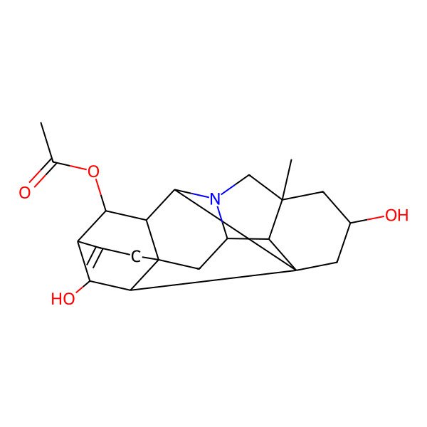 2D Structure of [(1S,3S,5S,8R,9S,10S,11R,14R,16S,17R,18R,19R)-3,19-dihydroxy-5-methyl-12-methylidene-7-azaheptacyclo[9.6.2.01,8.05,17.07,16.09,14.014,18]nonadecan-10-yl] acetate