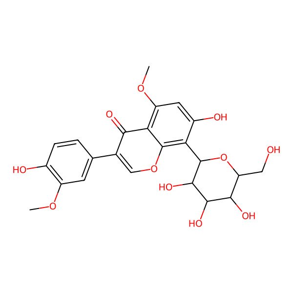 2D Structure of 7-Hydroxy-3-(4-hydroxy-3-methoxyphenyl)-5-methoxy-8-[3,4,5-trihydroxy-6-(hydroxymethyl)oxan-2-yl]chromen-4-one