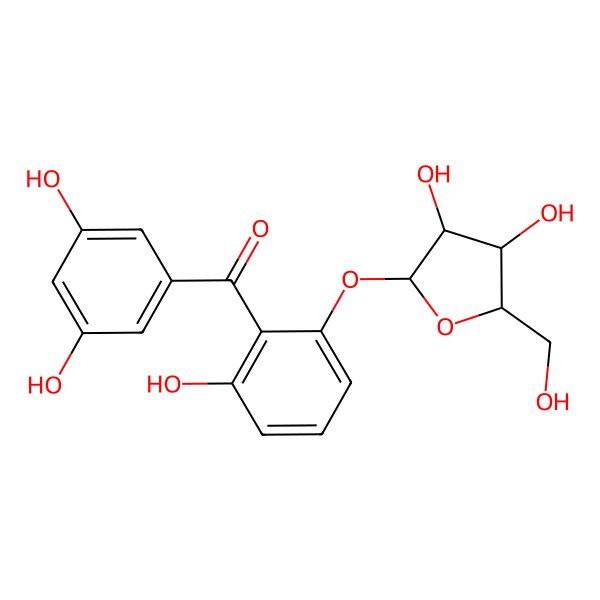 2D Structure of [2-[(2S,3R,4R,5S)-3,4-dihydroxy-5-(hydroxymethyl)oxolan-2-yl]oxy-6-hydroxyphenyl]-(3,5-dihydroxyphenyl)methanone