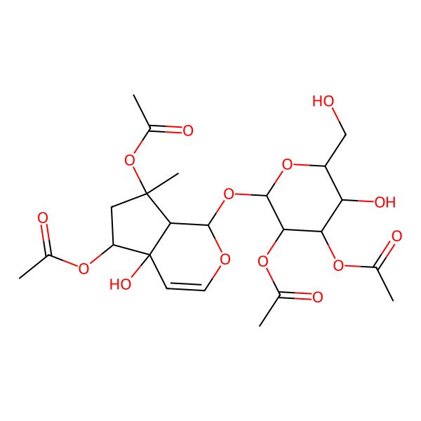 2D Structure of [7-Acetyloxy-1-[3,4-diacetyloxy-5-hydroxy-6-(hydroxymethyl)oxan-2-yl]oxy-4a-hydroxy-7-methyl-1,5,6,7a-tetrahydrocyclopenta[c]pyran-5-yl] acetate