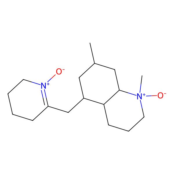 2D Structure of (4aR,5S,7R,8aR)-1,7-dimethyl-1-oxido-5-[(1-oxido-2,3,4,5-tetrahydropyridin-1-ium-6-yl)methyl]-3,4,4a,5,6,7,8,8a-octahydro-2H-quinolin-1-ium