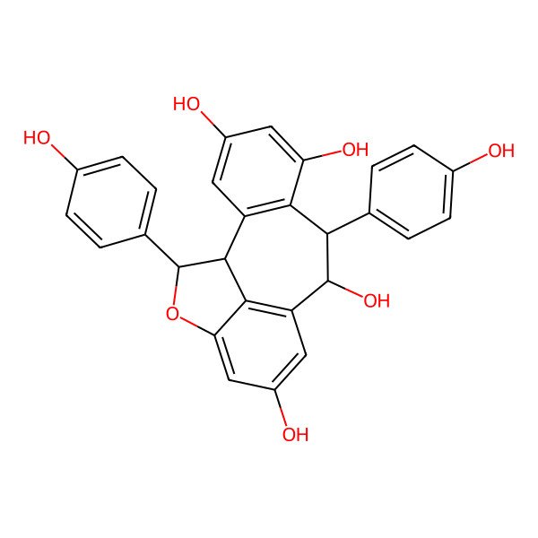2D Structure of (1S,8S,9S,16S)-8,16-bis(4-hydroxyphenyl)-15-oxatetracyclo[8.6.1.02,7.014,17]heptadeca-2(7),3,5,10(17),11,13-hexaene-4,6,9,12-tetrol
