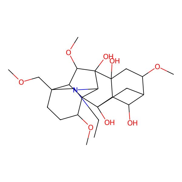 2D Structure of (1R,2S,3S,4S,5S,6S,8R,9S,10S,13S,16R,17R,18S)-11-ethyl-6,16,18-trimethoxy-13-(methoxymethyl)-11-azahexacyclo[7.7.2.12,5.01,10.03,8.013,17]nonadecane-2,4,8,9-tetrol