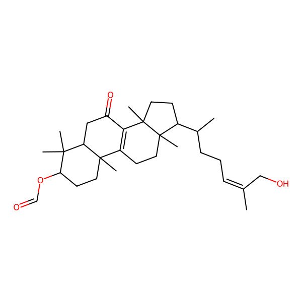 2D Structure of [17-(7-Hydroxy-6-methylhept-5-en-2-yl)-4,4,10,13,14-pentamethyl-7-oxo-1,2,3,5,6,11,12,15,16,17-decahydrocyclopenta[a]phenanthren-3-yl] formate