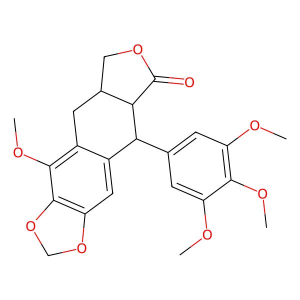 2D Structure of 4-methoxy-9-(3,4,5-trimethoxyphenyl)-5a,6,8a,9-tetrahydro-5H-[2]benzofuro[6,5-f][1,3]benzodioxol-8-one