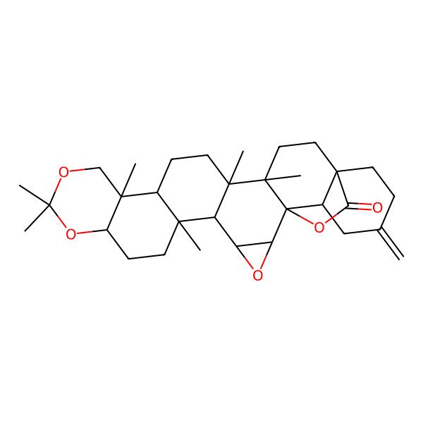 2D Structure of 6,11,11,14,18,19-Hexamethyl-25-methylidene-3,10,12,28-tetraoxaoctacyclo[20.5.2.01,19.02,4.05,18.06,15.09,14.022,27]nonacosan-29-one