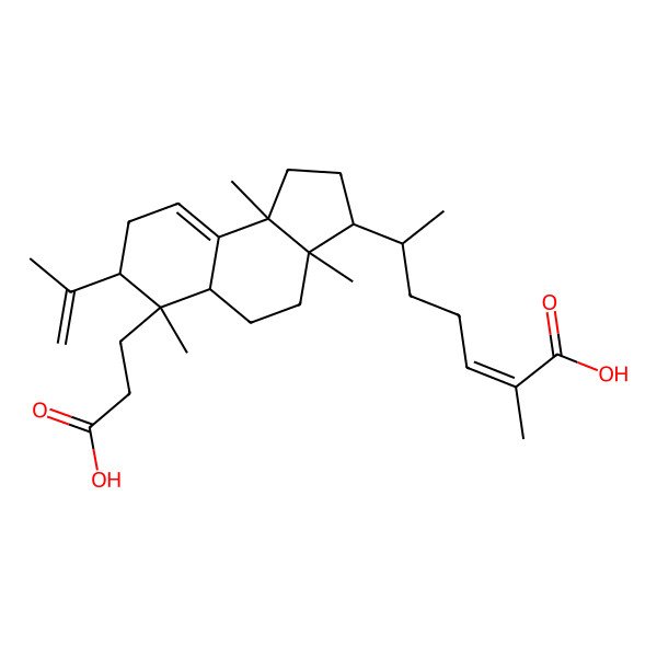 2D Structure of 6-[6-(2-Carboxyethyl)-3a,6,9b-trimethyl-7-prop-1-en-2-yl-1,2,3,4,5,5a,7,8-octahydrocyclopenta[a]naphthalen-3-yl]-2-methylhept-2-enoic acid
