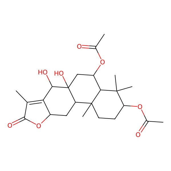 2D Structure of [(3S,4aS,5R,6aS,7S,10aR,11aS,11bR)-5-acetyloxy-6a,7-dihydroxy-4,4,8,11b-tetramethyl-9-oxo-1,2,3,4a,5,6,7,10a,11,11a-decahydronaphtho[2,1-f][1]benzofuran-3-yl] acetate