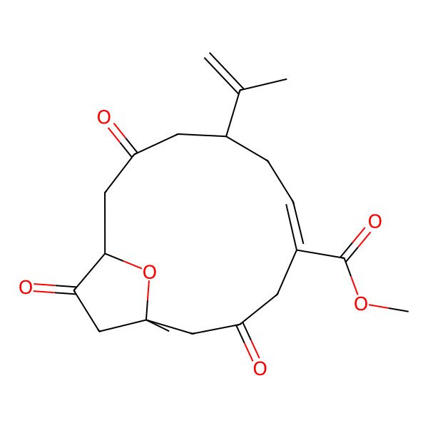 2D Structure of methyl (1R,5Z,8R,12S)-1-methyl-3,10,13-trioxo-8-prop-1-en-2-yl-15-oxabicyclo[10.2.1]pentadec-5-ene-5-carboxylate